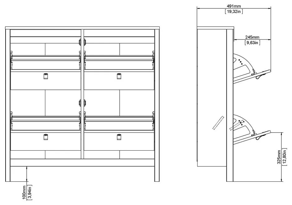 Čierna výklopná skrinka na topánky Madrid – Tvilum