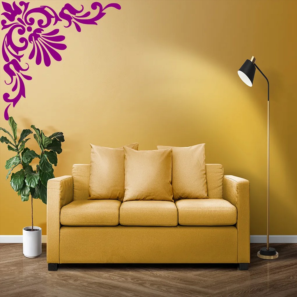 Veselá Stena Samolepka Ornament do rohu Farba: hnědá, Veľkosť: 100 x 100 cm