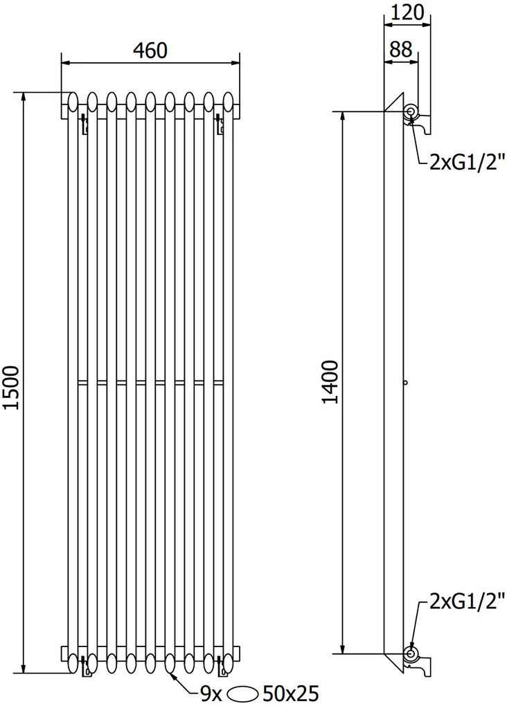 Mexen Atlanta, vykurovacie teleso 1500x460 mm, 894 W, biela, W211-1500-460-00-20