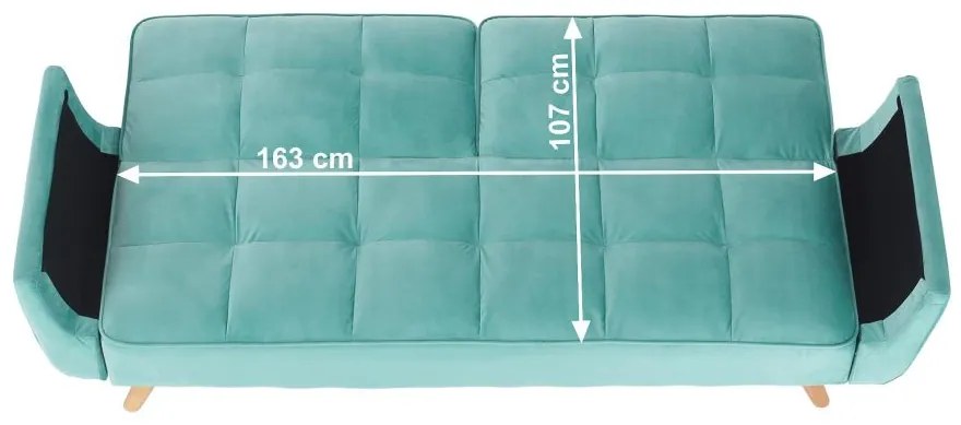 Pohovka rozkladacia, neo mint látka Velvet/dub, FILEMA