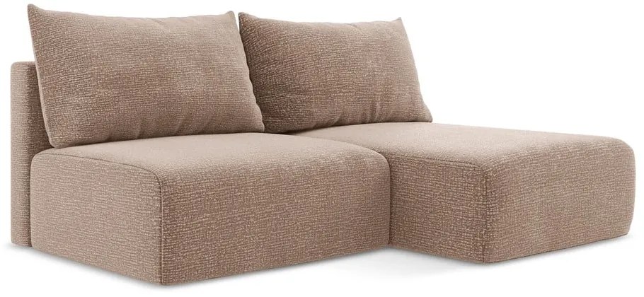 Svetlohnedá rozkladacia/s úložným priestorom rohová pohovka (pravý roh) Kalena – Makamii