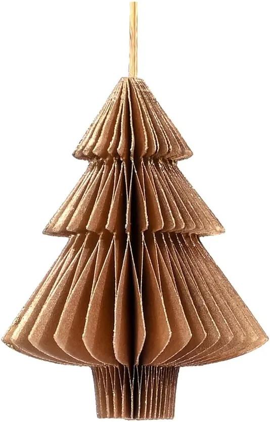 Zlatohnedá papierová vianočná ozdoba v tvare stromu Only Natural, dĺžka 10  cm | BIANO