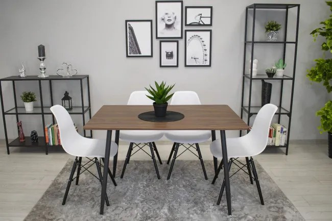 Set troch jedálenských stoličiek OSAKA biele (čierne nohy) 3ks