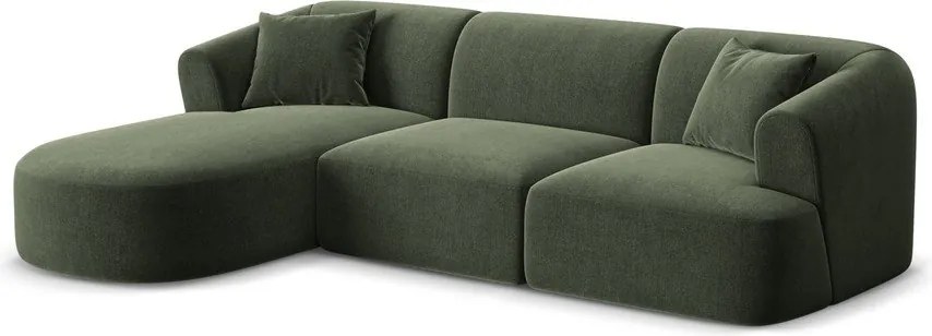 Zelená zamatová rohová pohovka (ľavý roh/s leňoškou) Campi – Cosmopolitan Design