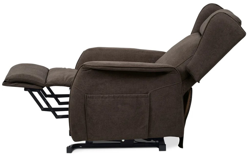 Autronic - TV a relaxačné kreslo "ušiak", elektrické polohovanie, 1 motor 230V/29V, poťah hnedá látka - TV-1190 BR2