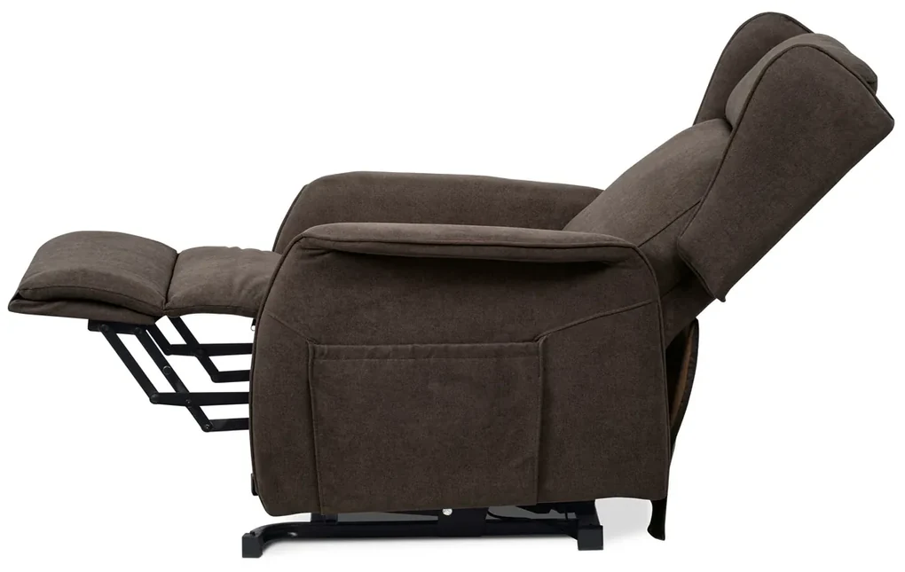 Autronic - TV a relaxačné kreslo "ušiak", elektrické polohovanie, 1 motor 230V/29V, poťah hnedá látka - TV-1190 BR2