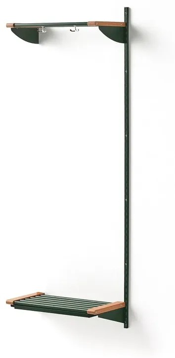 Vešiaková stena JEPPE s hornou policou, prídavná sekcia, 1790x600x310 mm, zelená/dub