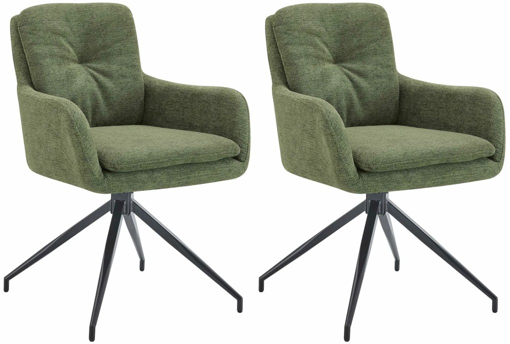 Set 2 jedálenských stoličiek Pickett - látka - zelená