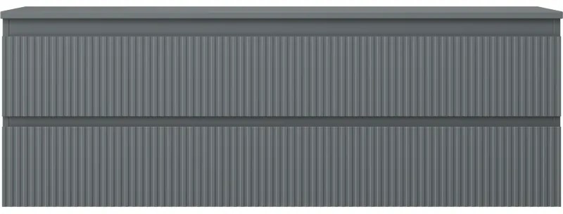 Mexen Rivel, kúpeľňová skrinka pod umývadlo 140 cm s hornou doskou, 2 zásuvky, drážkovaná, grafit matná - 91A20-14047-2-BFFC66