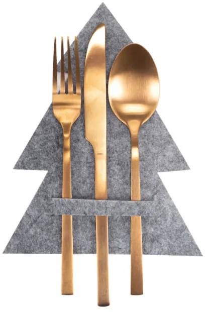 Vianočný obal na príbory KF370-4 stromček, sivý (4 ks)