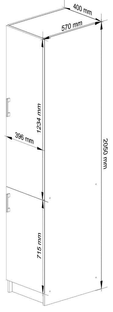 Potravinová kuchynská skriňa Lula S40 (biela + dub sonoma). Vlastná spoľahlivá doprava až k Vám domov. 1069049