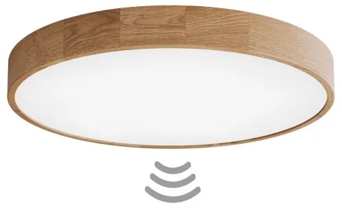 Stropné svietidlo so senzorom CLEO 6xE27/24W/230V, priemer 80 cm, dub