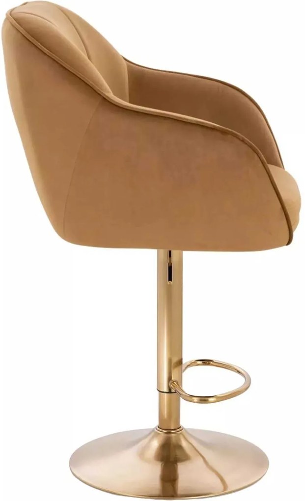 LuxuryForm DESIGN Barová stolička AVOLA VELUR na zlatom tanieri - medová