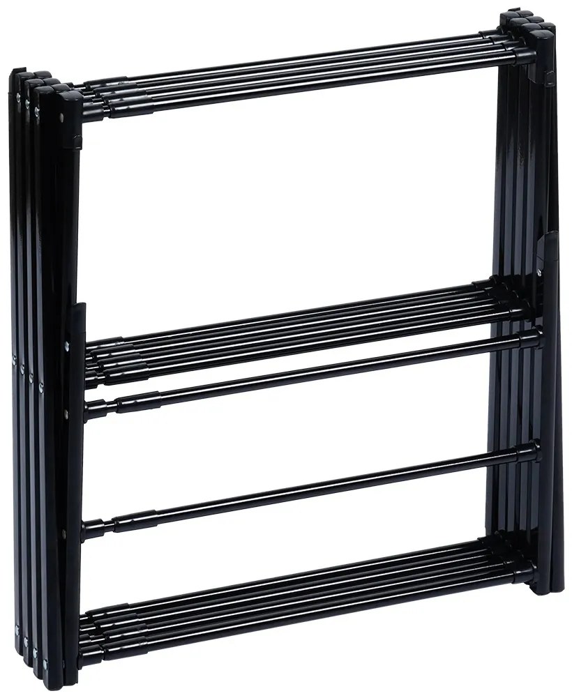 VILDE Sušiak na bielizeň, skladací, čierny kov VILDE, 8 poschodí, 43 - 75 x 37,5 x 139 cm