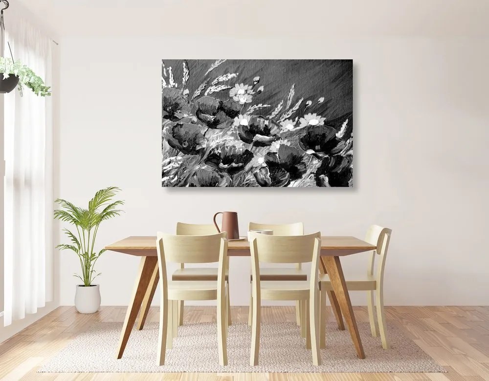 Obraz maľované poľné maky v čiernobielom prevedení Varianta: 120x80