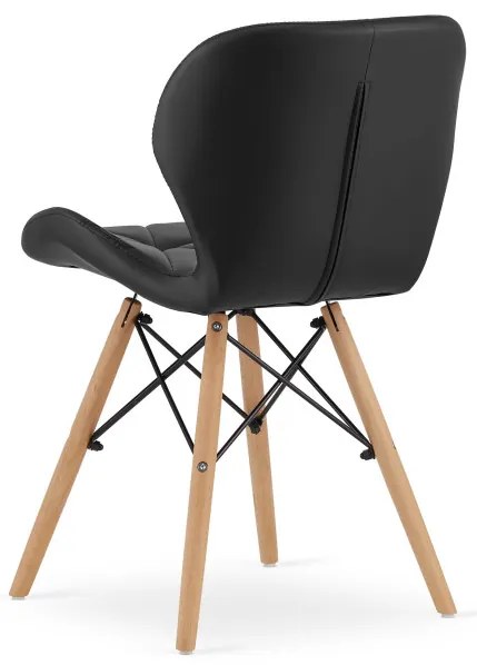 Set troch jedálenských stoličiek LAGO ekokoža čierne (hnedé nohy) (3ks)