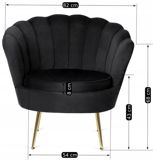 Kreslo LOREN s podnožkou, čierne, z velúru