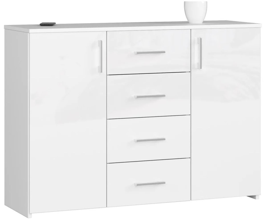 Ak furniture Komoda Torvi K 110 cm biela lesklá