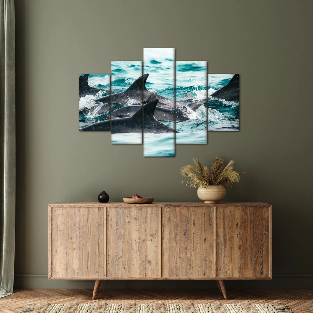 Obraz - Delfíny v oceáne (150x105 cm)