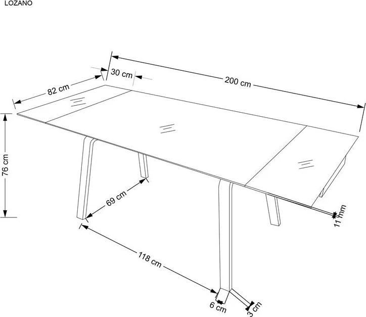 Rozkladací jedálenský stôl 140-200 cm Leta (mramor čierny + orech) (pre 6 8 osôb). Vlastná spoľahlivá doprava až k Vám domov. 1049564