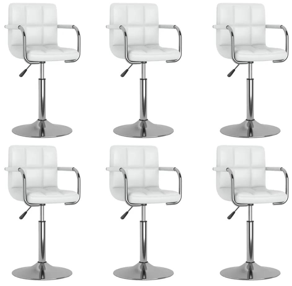 Otočné jedálenské stoličky 6 ks biele umelá koža