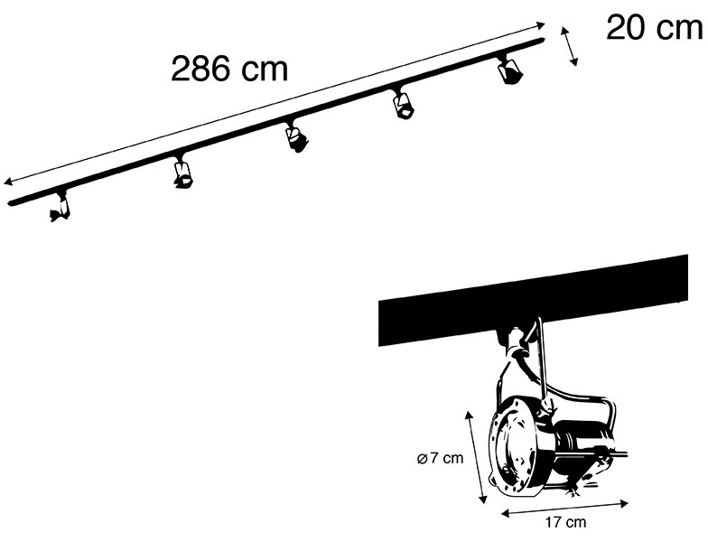 Inteligentná 1-fázová koľajnica čierna s oceľou Vrátane 5 WiFi GU10 - Iconic Suplux