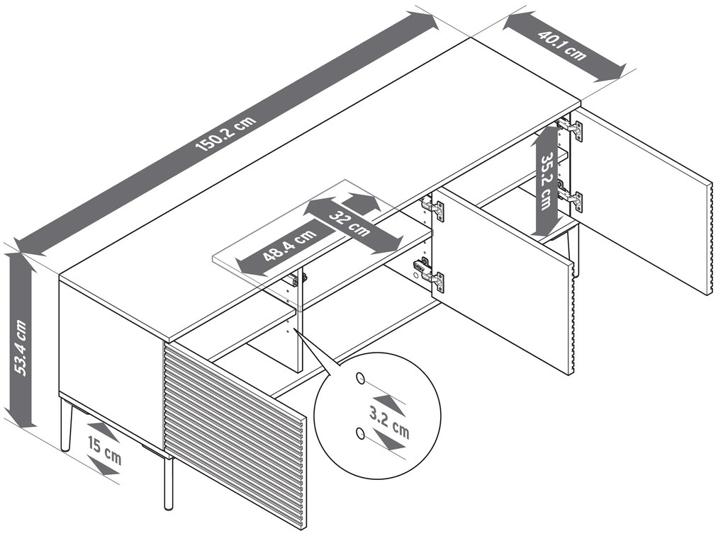 Odkladacia skrinka »REET« v lamelovom vzhľade
