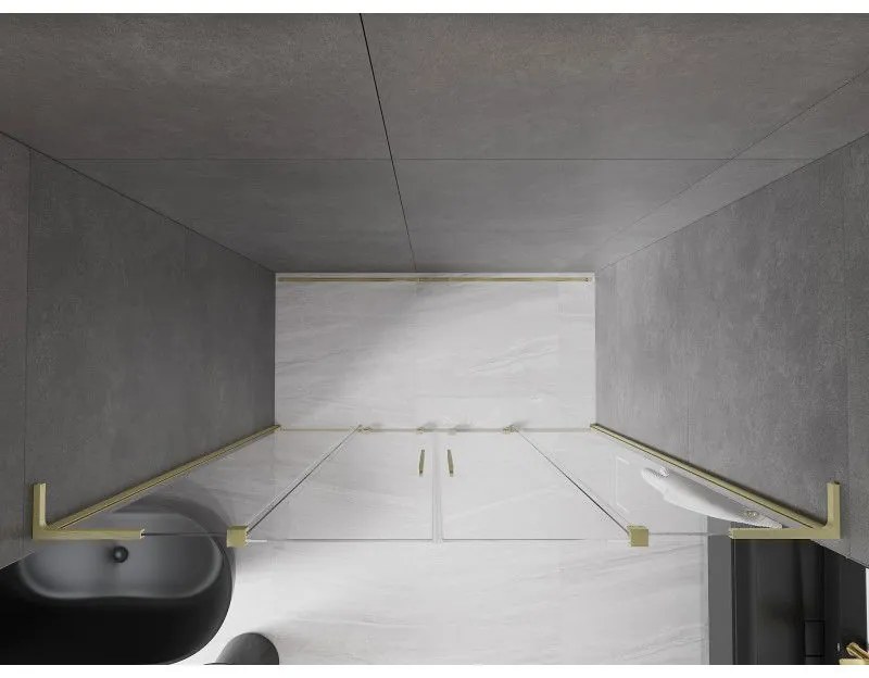 Mexen Velar L Duo, posuvné sprchové dvere do otvoru 180 cm, 8mm číre sklo, zlatá matná, 871-180-003-02-55