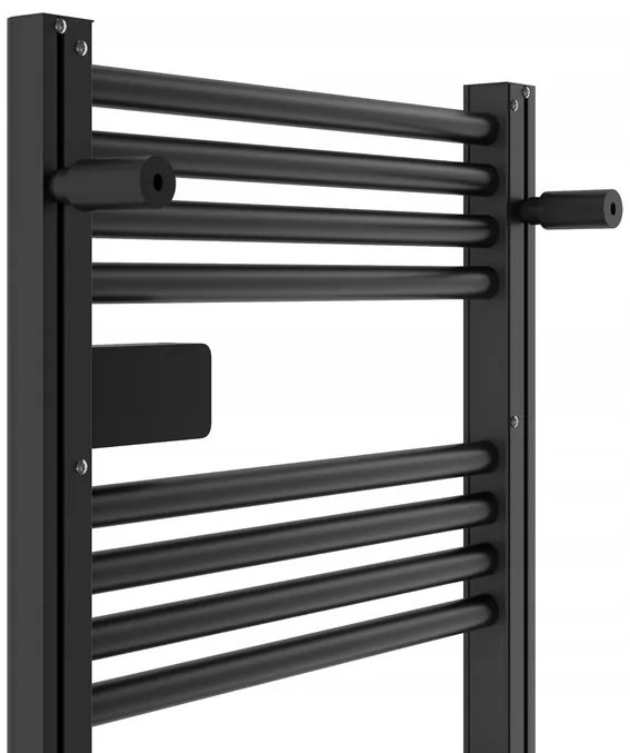 Erga Pago, elektrické vykurovacie teleso 960x540 mm s digitálnym termostatom, 500W, čierna matná, ERG-LAV-GRZE-E-ALU-960540-BK
