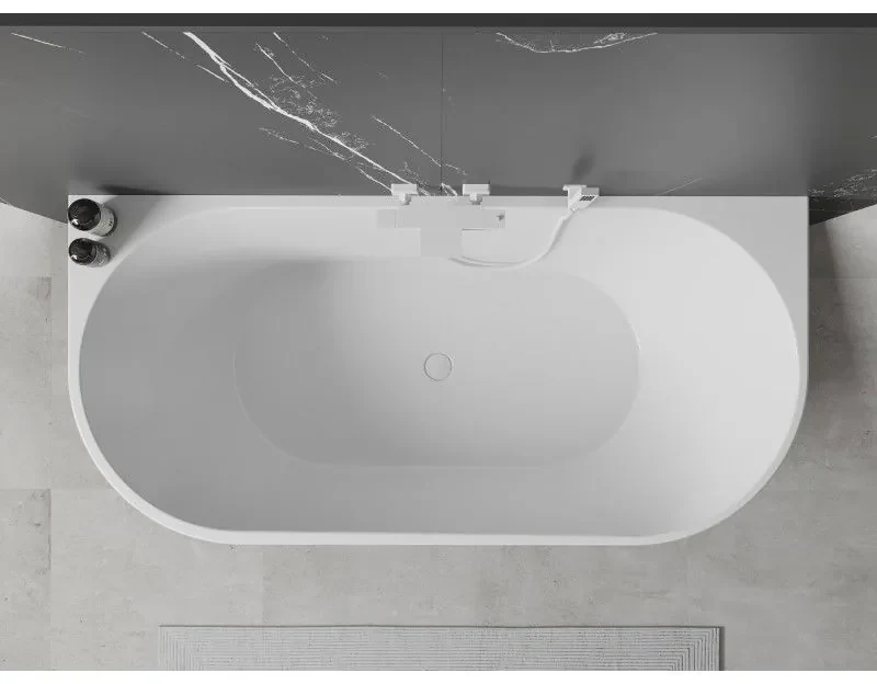 Mexen Oval, voľne stojaca nástenná vaňa 180 x 80 cm, biela-čierna, biely prepad, 52671808075-20