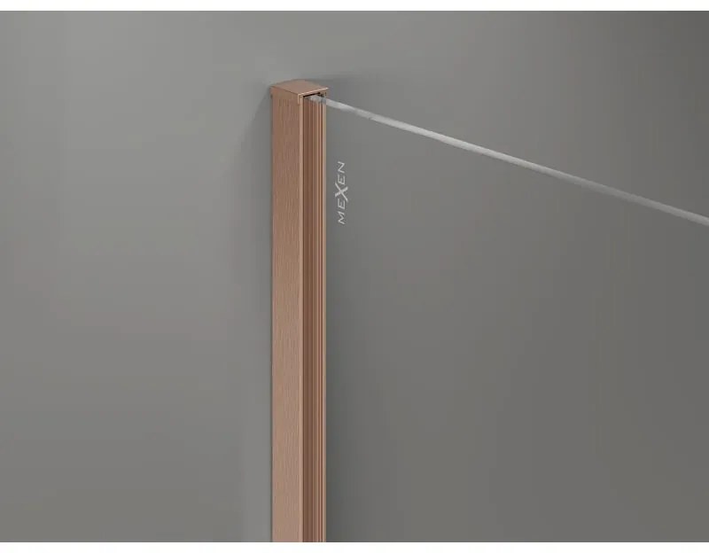 Mexen, Mexen Kioto-X sprchová stena 60 x 200 cm, grafit 10 mm, brúsená meď - 800-060-101-65-40-X