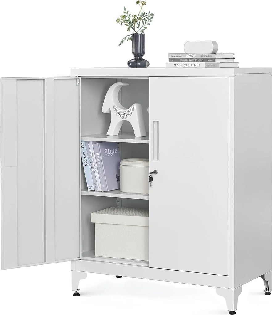 Kartotéka, uzamykateľná multifunkčná úložná skrinka, matná sivá