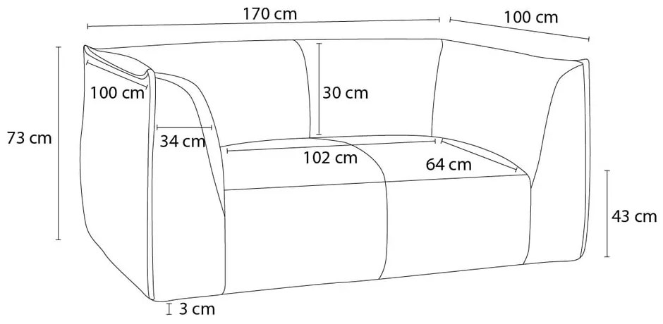 Pohovka z textílie buklé v horčicovej farbe 170 cm Giorgia – Bobochic Paris