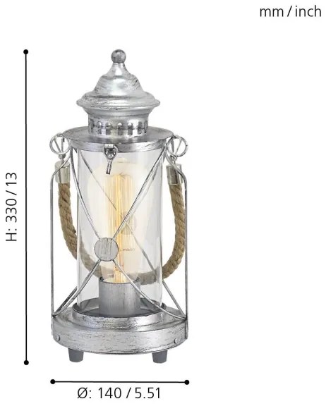 Eglo 49284 - Stolná lampa BRADFORD 1xE27/60W/230V