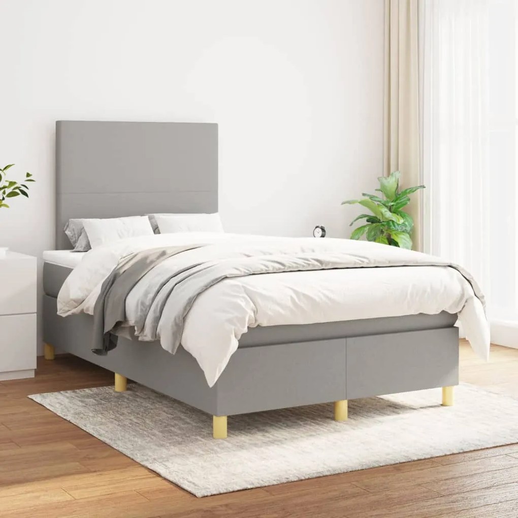 Boxspring posteľ s matracom bledosivá 120x200 cm látka 3142161