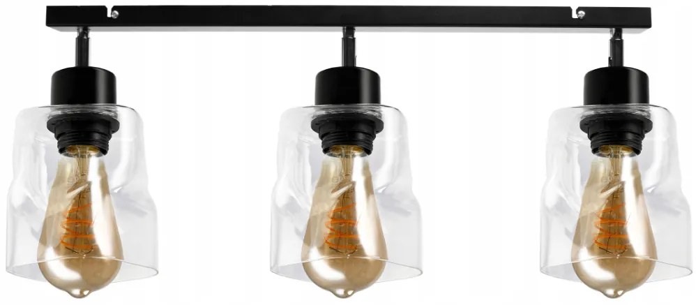 BERGE LED stropné svietidlo 3xE27, rolovací, priehľadný štvorec