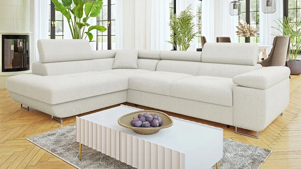 Rohová sedačka Terazuro Premium (krémová) (s úl. priestorom) (L)