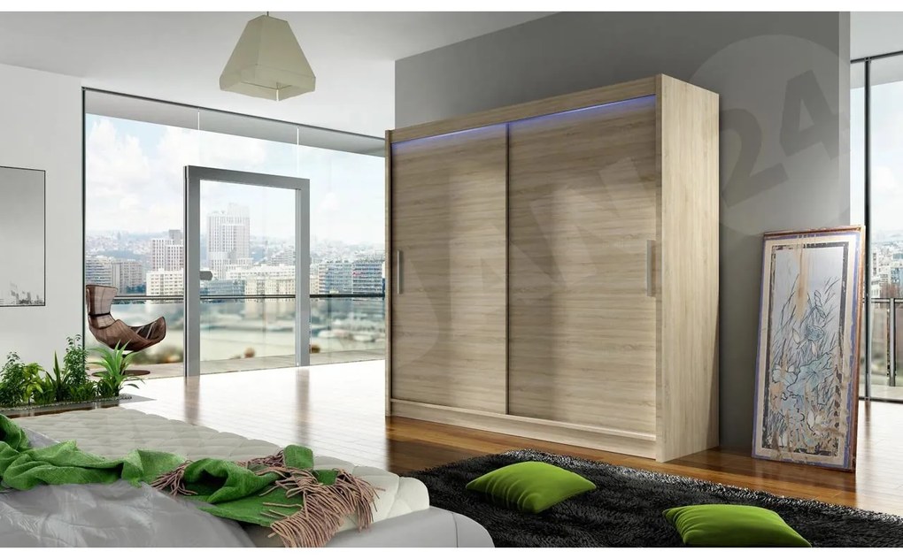 Skriňa London I 180, Farby: kašmír, Osvetlenie: osvetlenie LED RGB - farebné