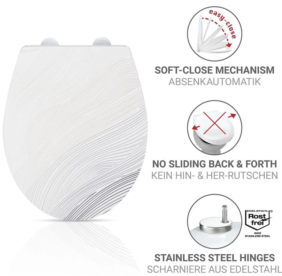 Záchodová doska s automatickým zatváraním 38 x 44,5 cm Menin – Wenko