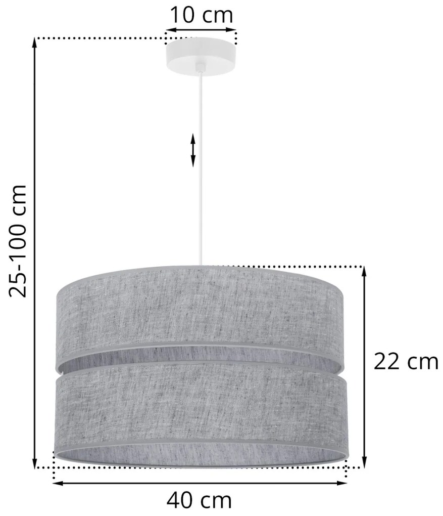 Závesné svietidlo Len, 1x šedé textilné tienidlo, (fi 40 cm), w