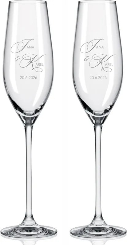 Svadobné poháre na sekt Monogram lásky 2 ks
