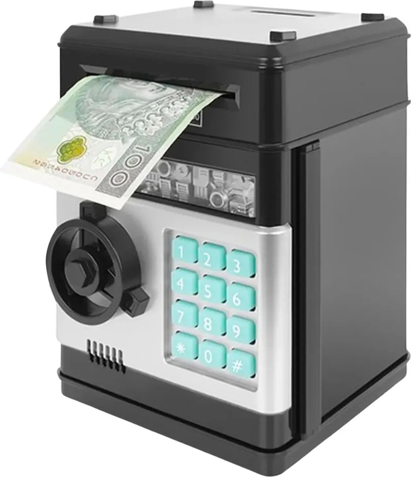 LEAN Detský elektronický trezor DIY na zostavenie – PIN, zvuky, čierny