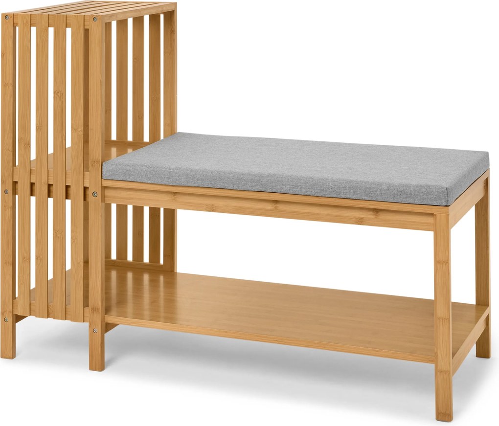 Lavica s priehradkou na topánky a policou v lamelovom vzhľade