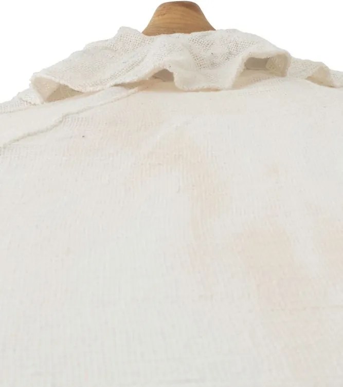Biely slnečník so drevenou tyčou a strapcami Macrame - ∅ 200 250 cm