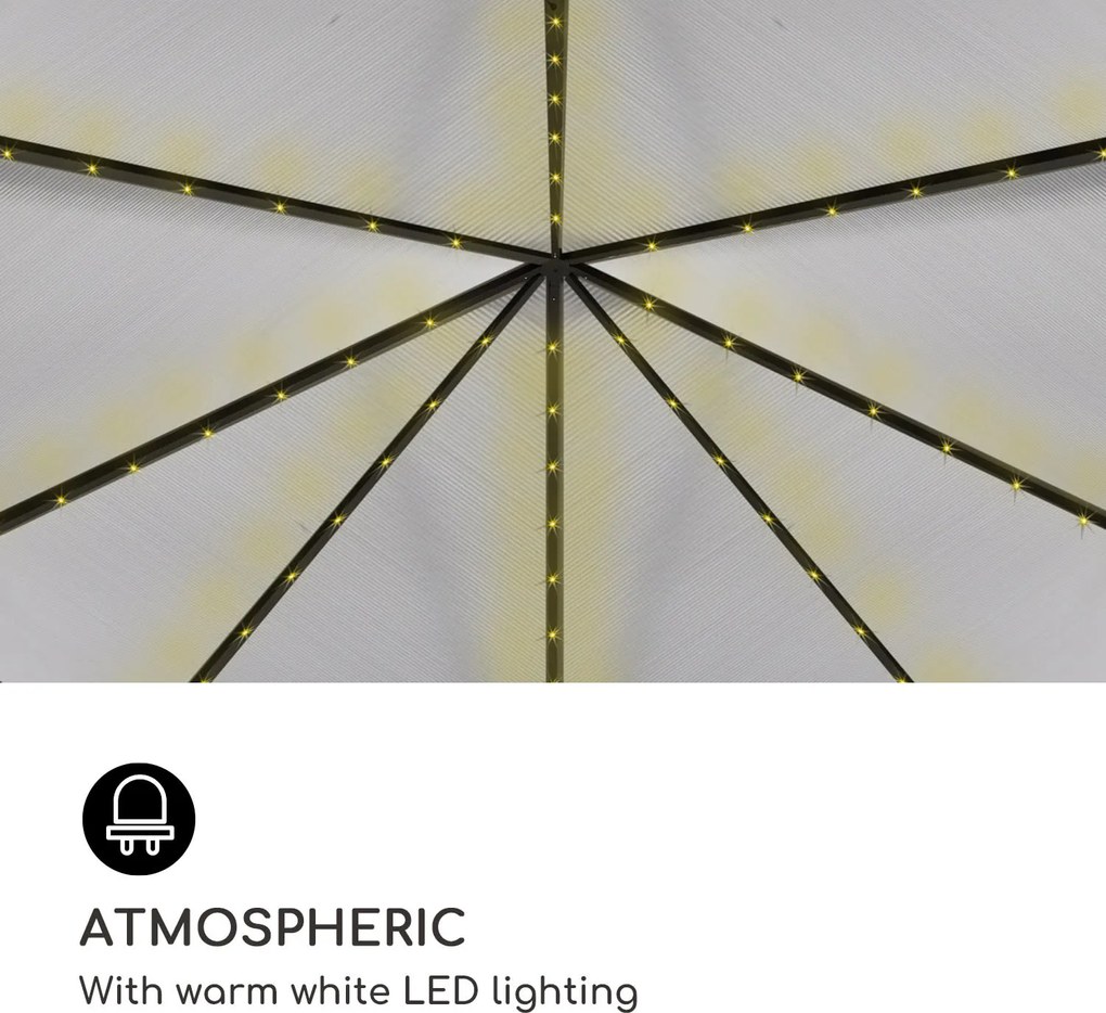 Blumfeldt Pantheon Solid Sky Ambient Solar, altánok so strechou, 3 x 4 m, polykarbonát, hliník, osvetlený