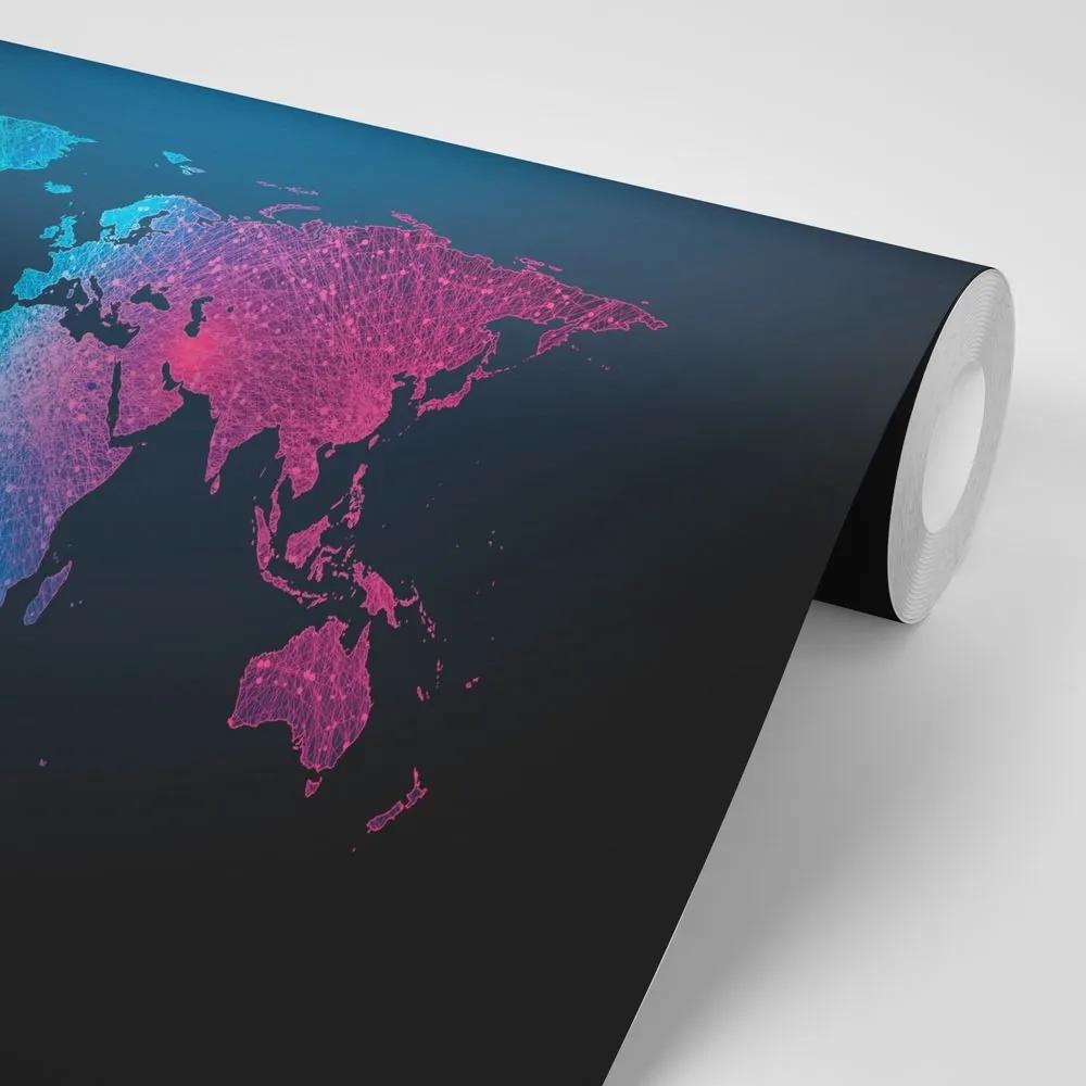 Samolepiaca tapeta nočná mapa sveta - 375x250