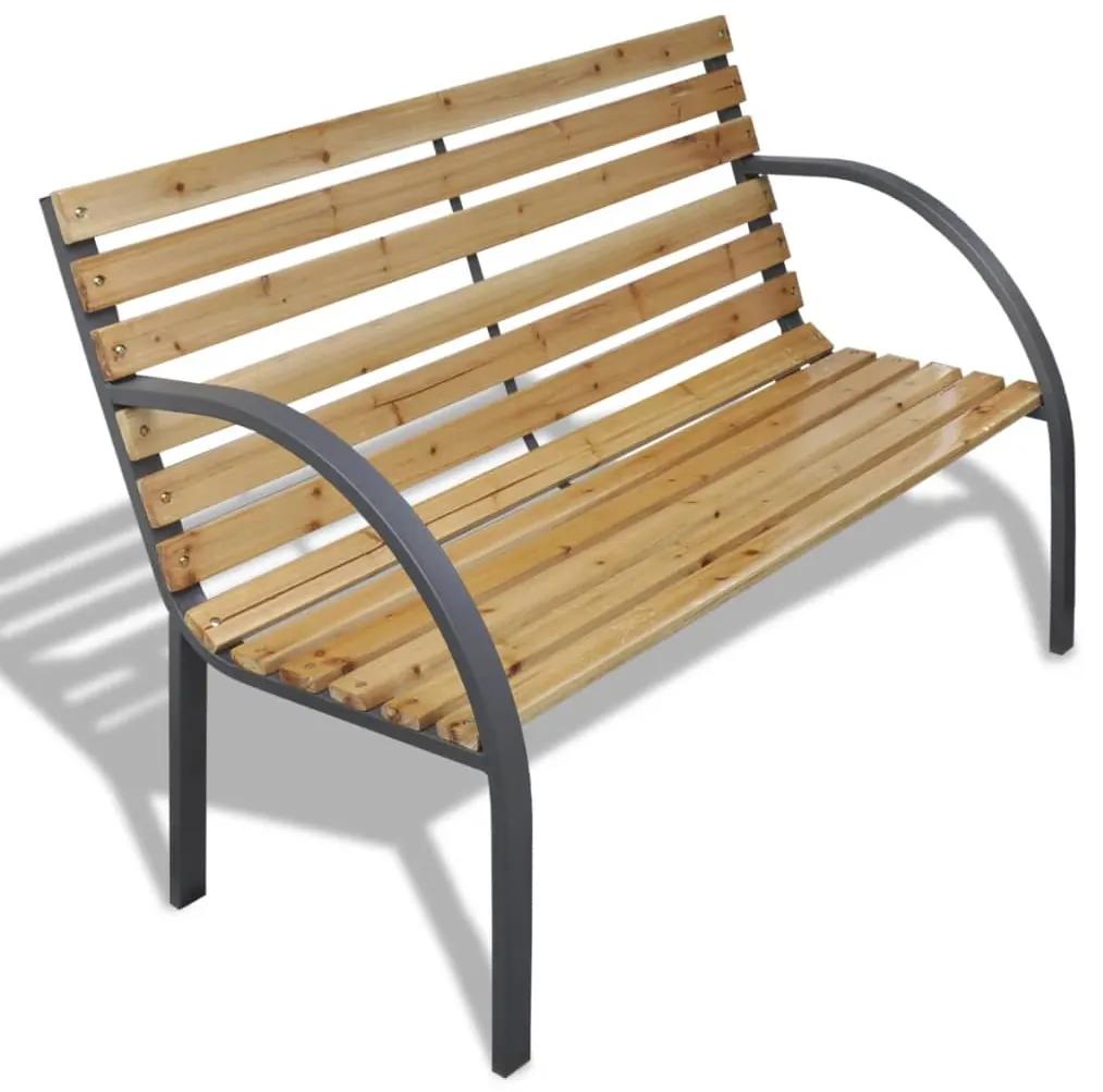 vidaXL Záhradná lavica so železným rámom a drevenými doskami