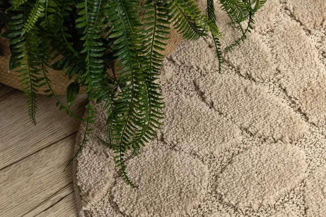 Kúpeľňový koberček SUPREME STONES kamienky, béžový kruh