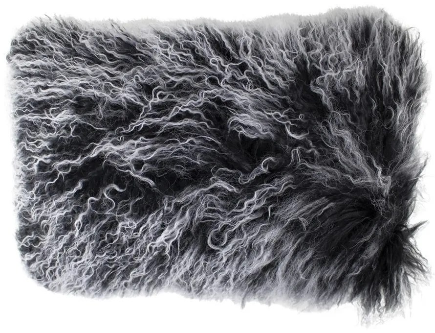 Vankúš biela / čierna ovčej kože kučeravý dlhý chlp Curly - 50 * 30 * 10cm