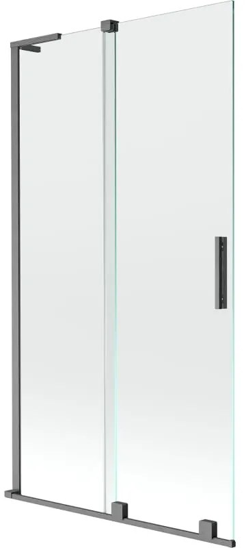 Mexen Velar L, 2-krídlová posuvná vaňová zástena 100 x 150 cm, 8mm číre sklo, brúsený grafit, 896-100-003-01-66